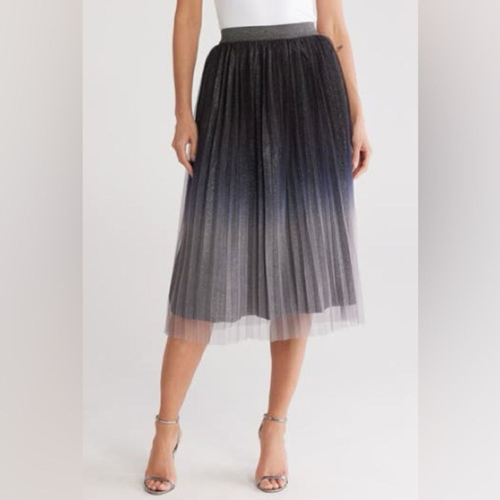 ICHI Nilpa Glitter Ombre Pleated Skirt Size Medium